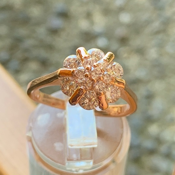 Flower Zircon wedding Rings Crystals Rose Gold - Picture 2 of 8
